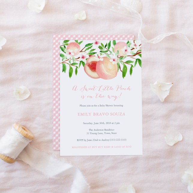 Sweet Little Peach On The Way Baby Shower Invitation (Creator Uploaded)