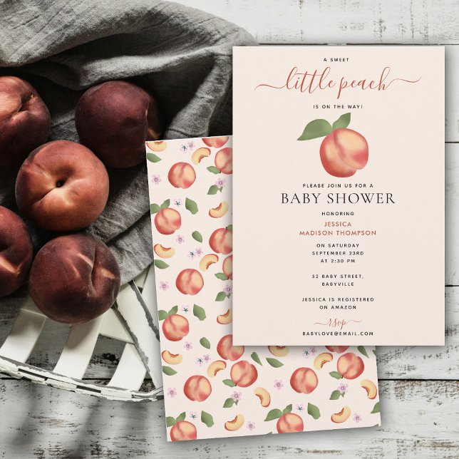 Sweet Little Peach On The Way Baby Shower Invitation (Sweet Little Peach On The Way Baby Shower Invitation)