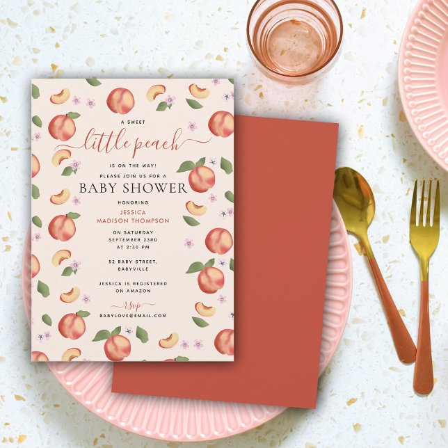 Sweet Little Peach On The Way Baby Shower Invitation (Sweet Little Peach On The Way Baby Shower Invitation)