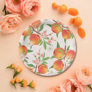 Sweet Little Peach On The Way Baby Shower Paper Plate