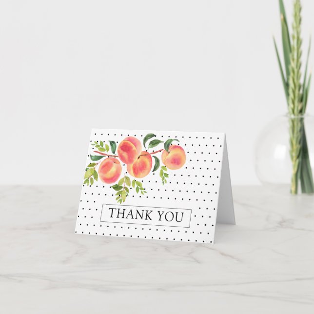 Sweet Little Peach Thank You Note Card (Front)