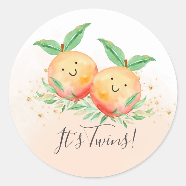 Sweet Little Peaches It' Twins Favour Sticker (Front)