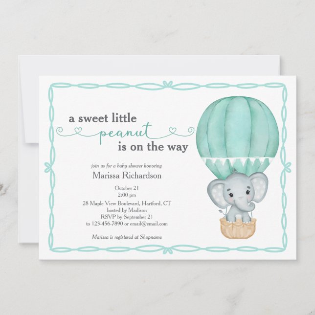 Sweet Little Peanut Gender Neutral Baby Shower Invitation (Front)