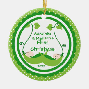 Sweet Little Peas Twin's First Christmas Ornament