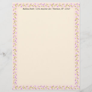 Sweet Little Pink Flowers Stationery Paper Custom Letterhead