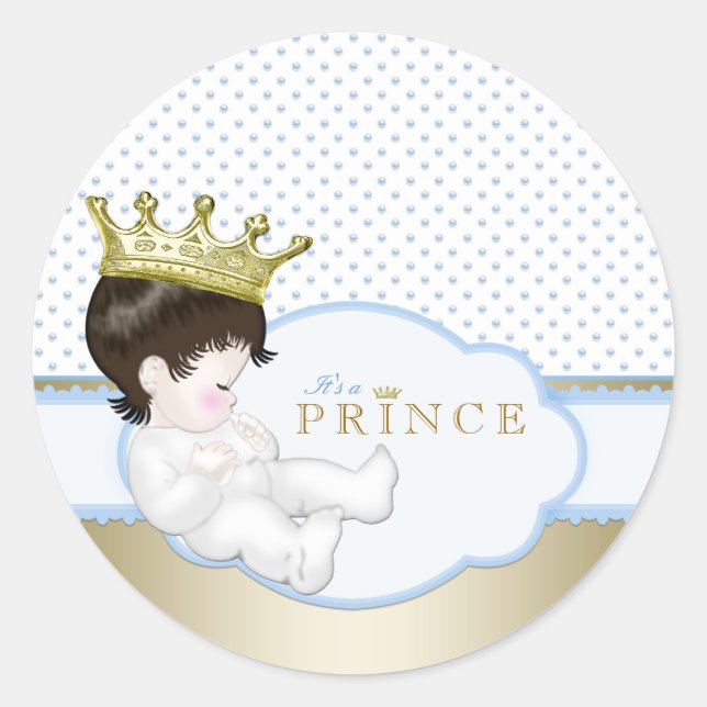 Sweet Little Prince Baby Shower Classic Round Sticker (Front)