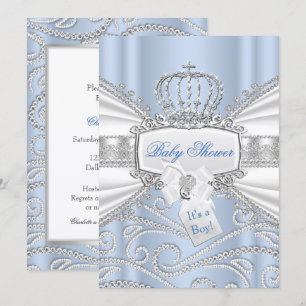 Sweet Little Prince Diamond Boy Baby Shower Invitation