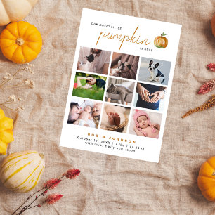 Sweet Little Pumpkin 9 Photo Collage Baby Shower Thank You Card