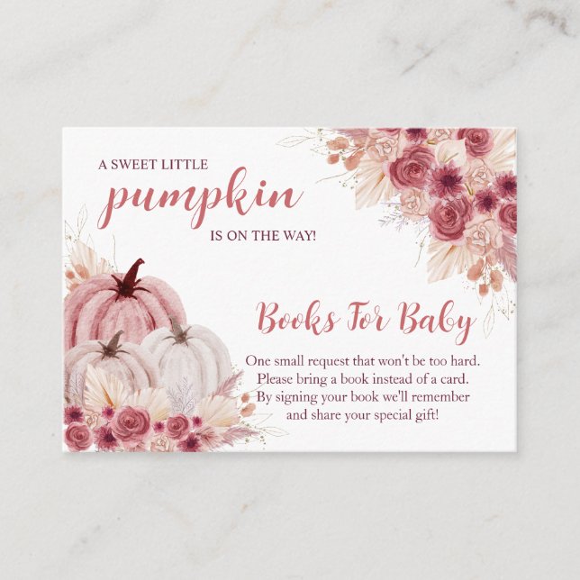 Sweet Little Pumpkin Autumn Baby Shower Enclosure Card (Front)