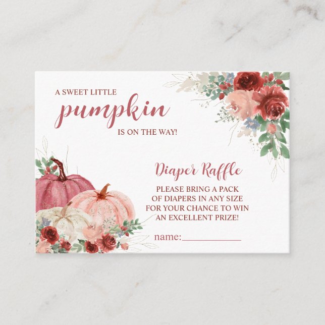Sweet Little Pumpkin Autumn Baby Shower  Enclosure Card (Front)