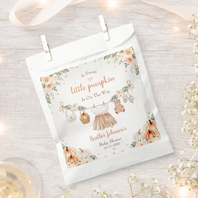 Sweet Little Pumpkin Autumn Baby Shower Favour Bags (Clipped)