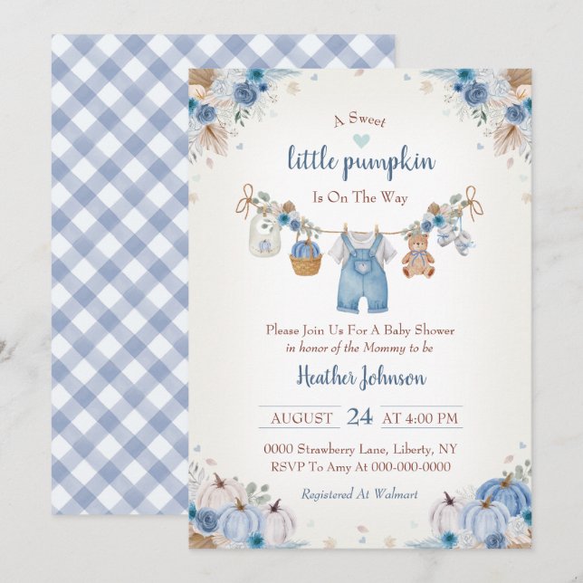 Sweet Little Pumpkin Autumn Baby Shower Invitation (Front/Back)