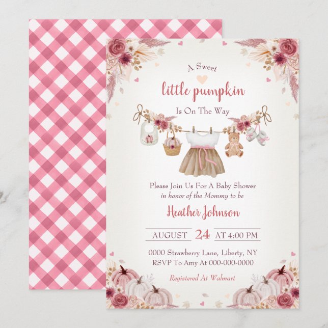 Sweet Little Pumpkin Autumn Baby Shower Invitation (Front/Back)