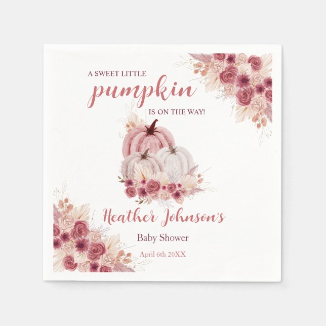 Sweet Little Pumpkin Autumn Baby Shower Napkin (Front)