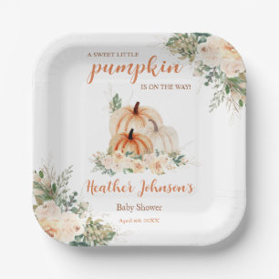 Sweet Little Pumpkin Autumn Baby Shower Paper Plate