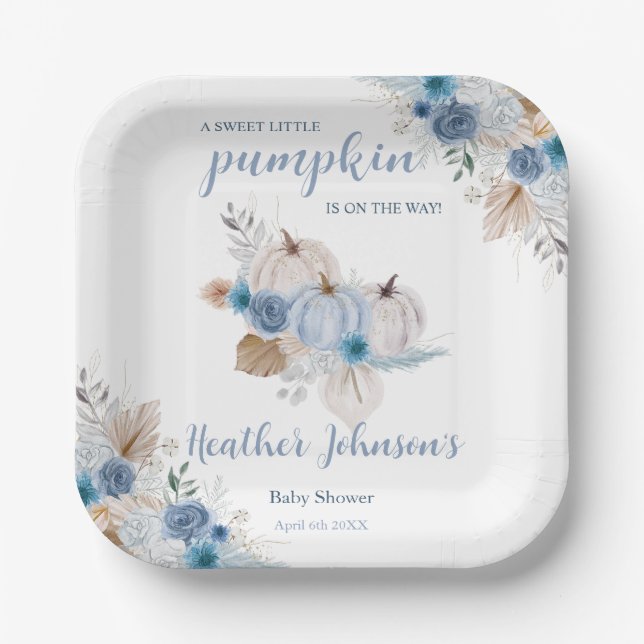 Sweet Little Pumpkin Autumn Baby Shower Paper Plate (Front)