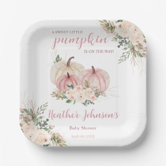 Sweet Little Pumpkin Autumn Baby Shower Paper Plate (Front)