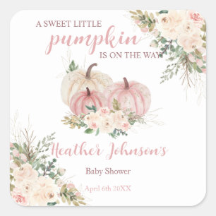 Sweet Little Pumpkin Autumn Baby Shower Square Sticker