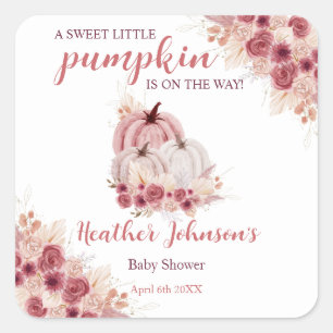 Sweet Little Pumpkin Autumn Baby Shower Square Sticker
