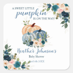 Sweet Little Pumpkin Autumn Baby Shower Square Sticker