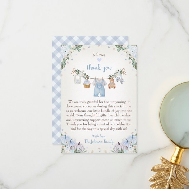 Sweet Little Pumpkin Autumn Baby Shower Thank You Card (Front/Back In Situ)