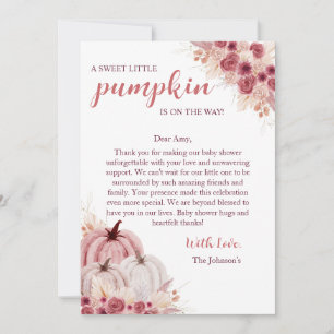 Sweet Little Pumpkin Autumn Baby Shower Thank You Card