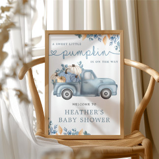 Sweet Little Pumpkin Autumn Baby Shower Welcome Poster