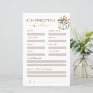 Sweet Little Pumpkin Baby Shower Advice Card
