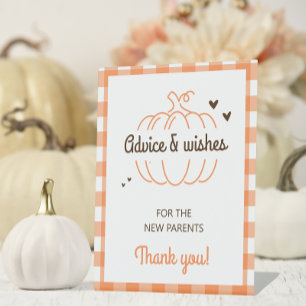 Sweet Little Pumpkin Baby Shower Advice Sign