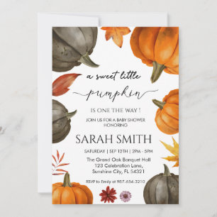  Sweet  Little Pumpkin Baby Shower Invitation