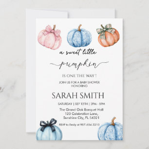  Sweet  Little Pumpkin Baby Shower Invitation