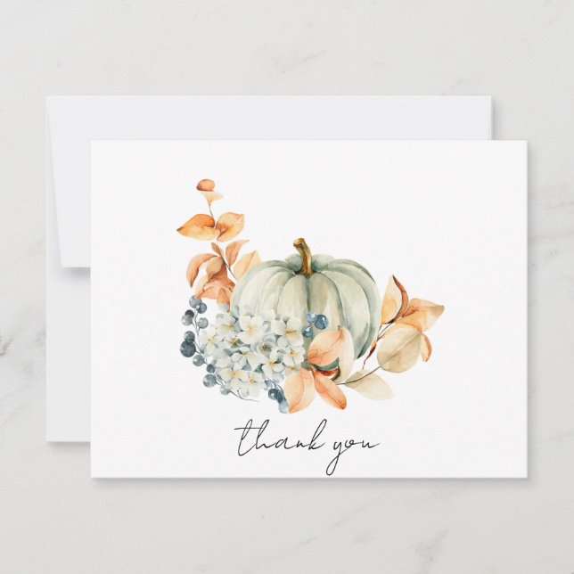 Sweet Little Pumpkin Baby Shower Thank You Note (Front)