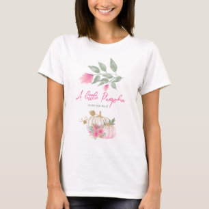 Sweet Little Pumpkin Blush Pink Gold White Floral T-Shirt