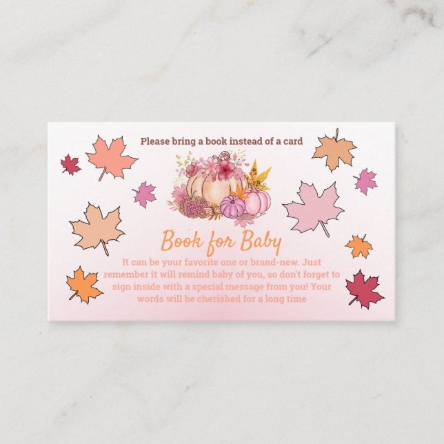 Sweet Little Pumpkin Book for Baby Shower Game Enclosure Card (Front)