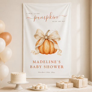 Sweet Little Pumpkin Bow Autumn Baby Shower Banner