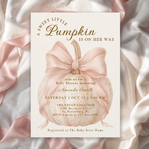 Sweet Little Pumpkin Bow Baby Shower Invitation