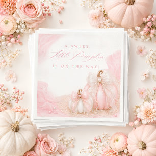Sweet Little Pumpkin Bow Elegant Baby Shower Napkin