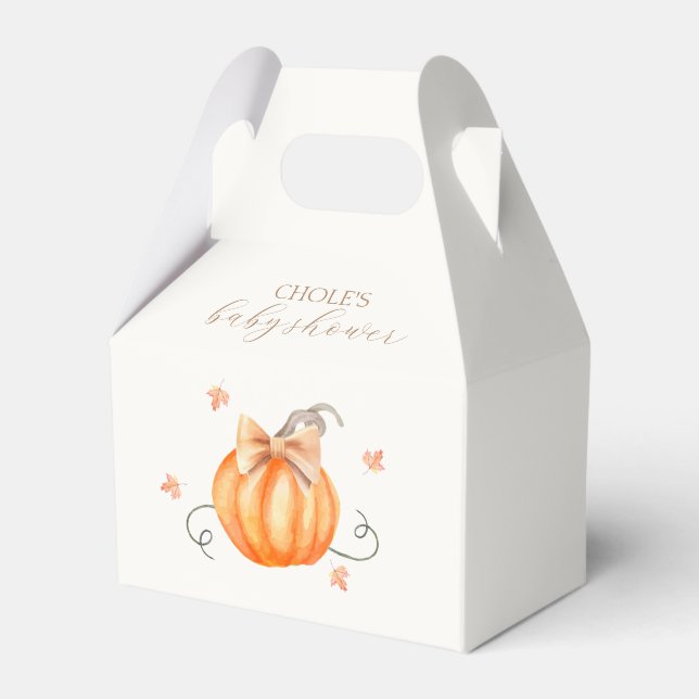 Sweet Little Pumpkin Bow Fall Baby Shower  Favour Box (Front Side)