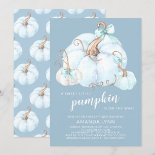 Sweet Little Pumpkin Boys Baby Shower Invitation