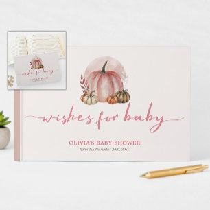 Sweet Little Pumpkin Fall Autumn Pink Baby Shower Guest Book