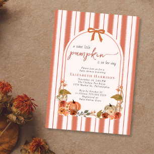 Sweet Little Pumpkin Fall Baby Girl Shower Invitation
