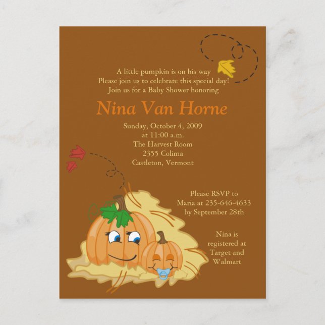 Sweet little Pumpkin Fall Baby Shower Invitation (Front)