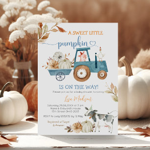 Sweet Little Pumpkin Fall Farm Animals Baby Shower Invitation