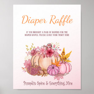 Sweet Little Pumpkin Fall Farm Pink Diaper Raffle Poster