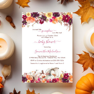 Sweet Little Pumpkin Fall Floral Baby Shower Invitation