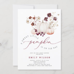 Sweet Little Pumpkin Fall Wildflower Baby Shower Invitation