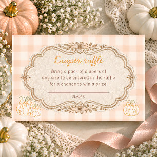 Sweet Little Pumpkin Gingham Diaper Raffle Ticket Enclosure Card