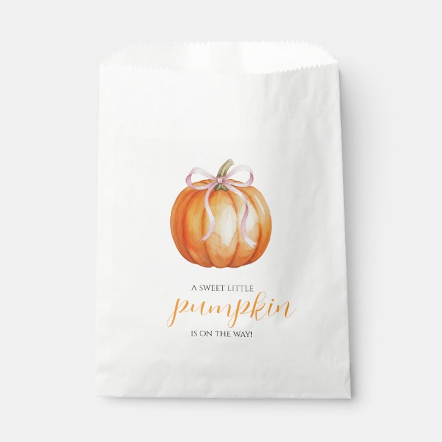 Sweet Little Pumpkin Girl Baby Shower Favour Bags (Front)
