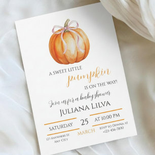 Sweet Little Pumpkin Girl Baby Shower  Invitation