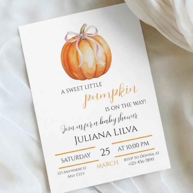 Sweet Little Pumpkin Girl Baby Shower  Invitation (Sweet Little Pumpkin Girl Baby Shower Invitation
)